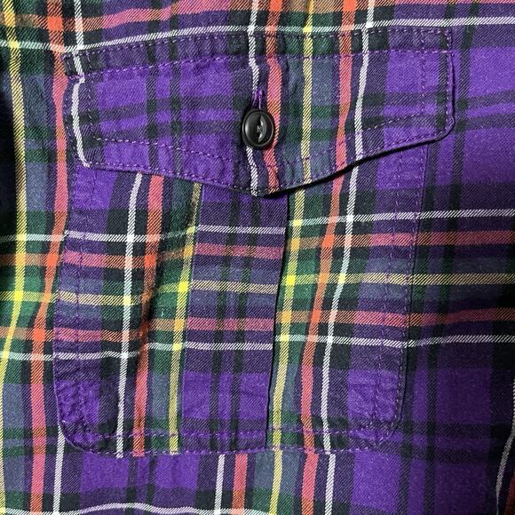 LRL‎ Lauren Jeans Co. Ralph Lauren SZ L Purple Plaid Cotton Shirt Button-Up - Picture 6 of 9